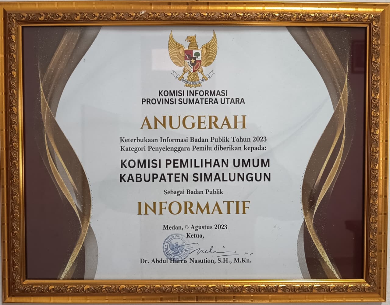 PIAGAM ANUGERAH KETERBUKAAN INFORMASI BADAN PUBLIK TAHUN 2023
